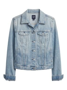 GAP Denim Jacket Light Wash Vintage Blue Lightly Distressed Size M